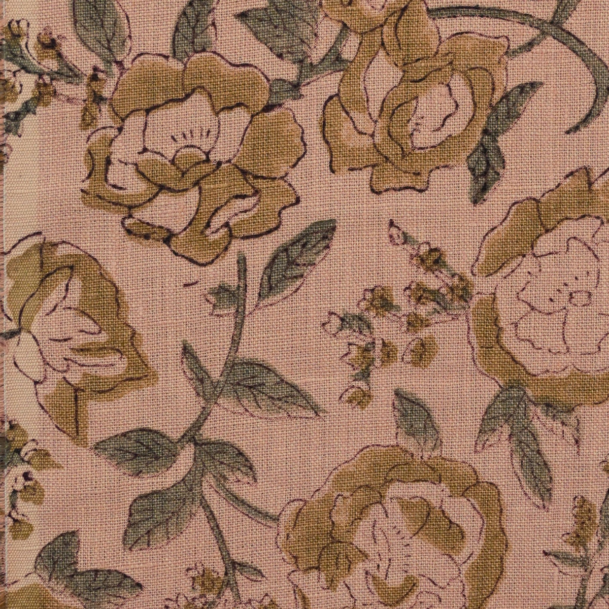 Anig Floral Solid Linen Block Print Fabric