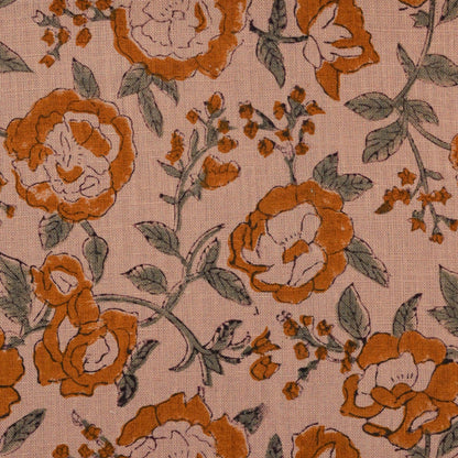 Anig Floral Solid Linen Block Print Fabric