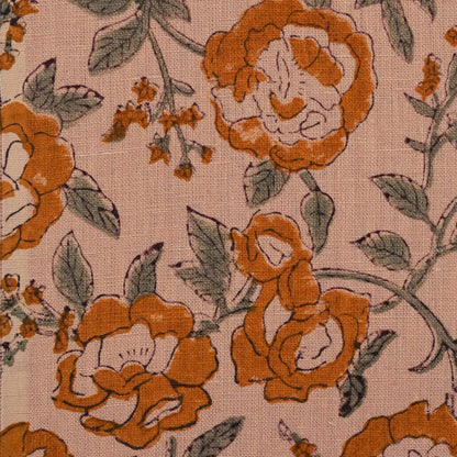 Anig Floral Solid Linen Block Print Fabric