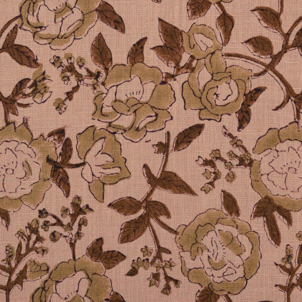 Anig Floral Linen Block Print Fabric