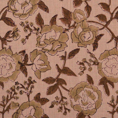 Anig Floral Linen Block Print Fabric
