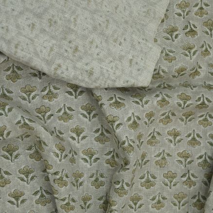 Artisan Block Print Linen Fabric - 9