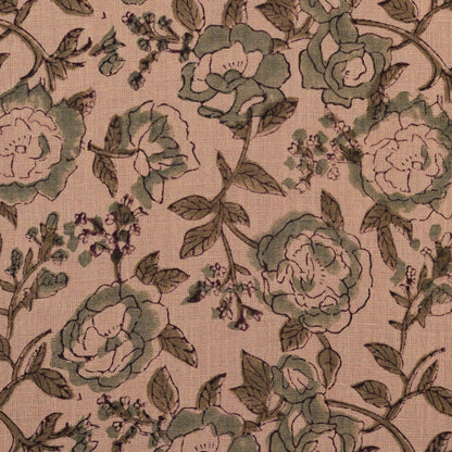 Anig Floral Linen Block Print Fabric