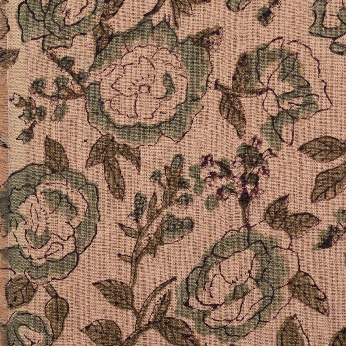 Anig Floral Linen Block Print Fabric