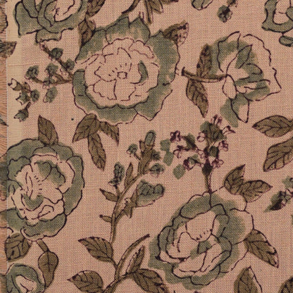 Anig Floral Linen Block Print Fabric