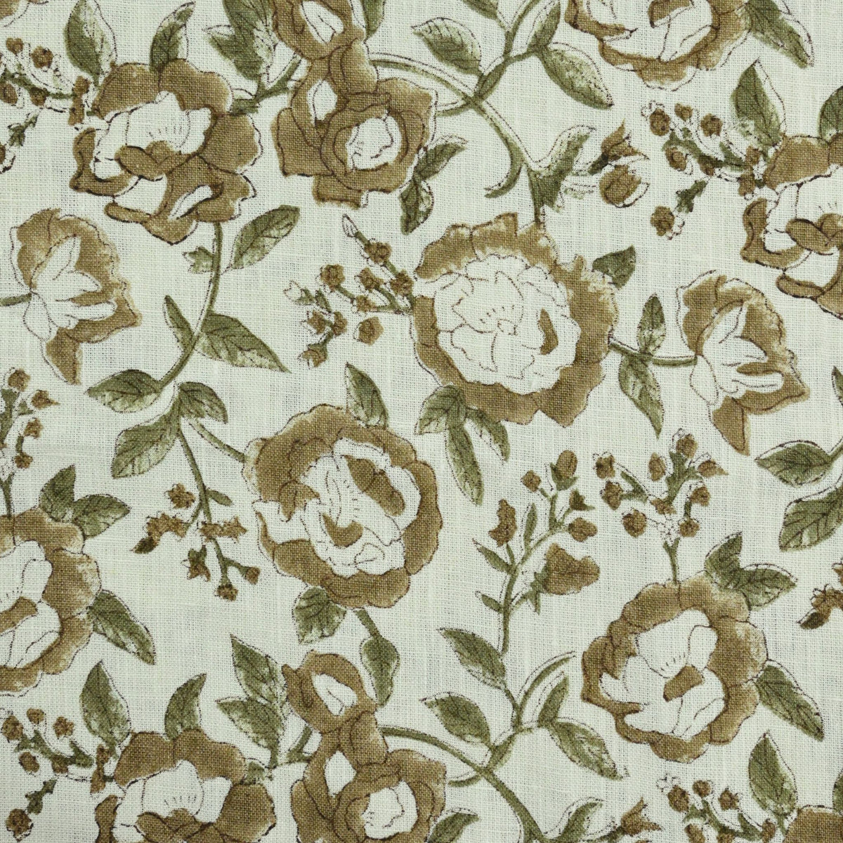 Anig Floral Linen Block Print Fabric