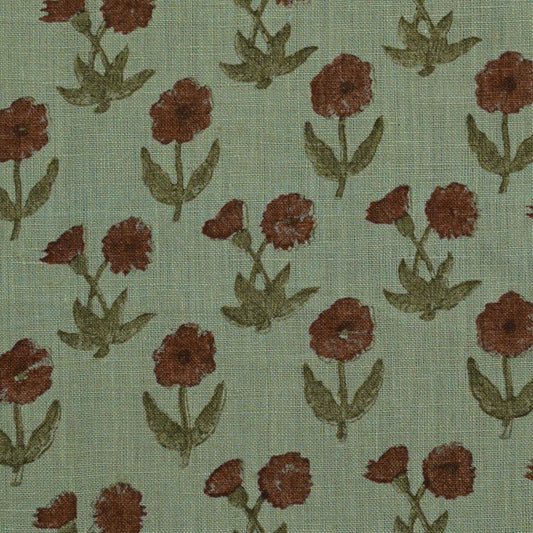 Wrylor Floral Block Print Linen Fabric