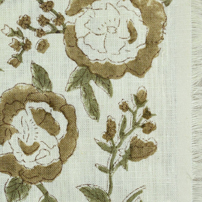 Anig Floral Linen Block Print Fabric