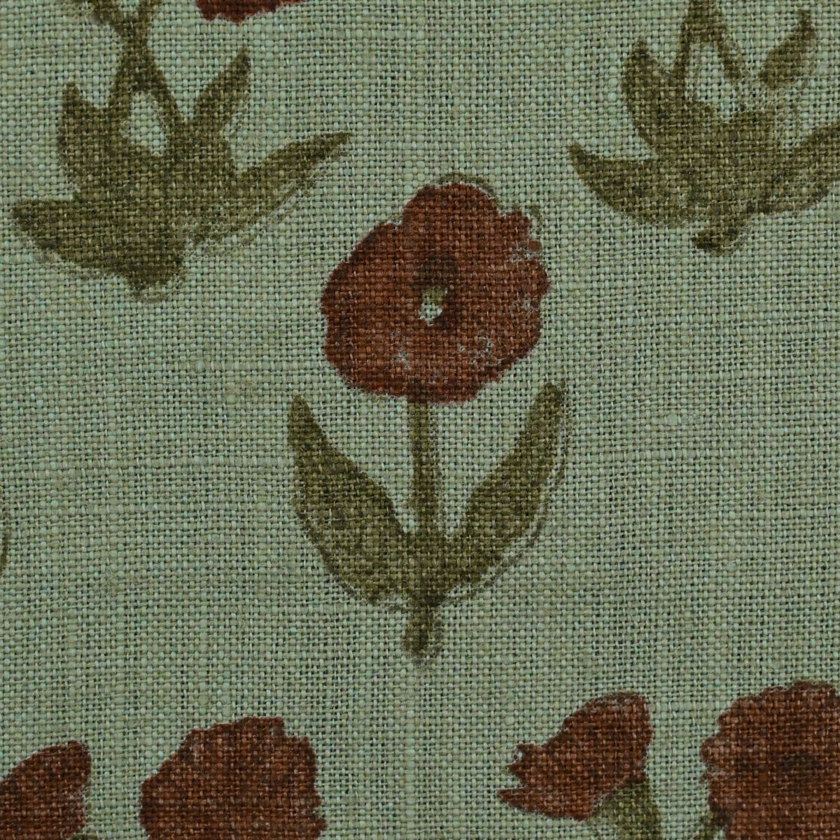 Wrylor Floral Block Print Linen Fabric