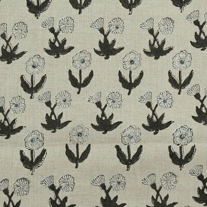 Wrylor Floral Block Print Linen Fabric