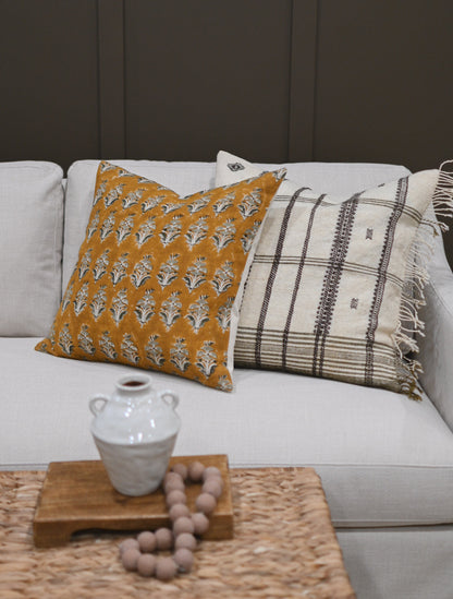 Camila Mustard Gold Block Print Pillow Cover