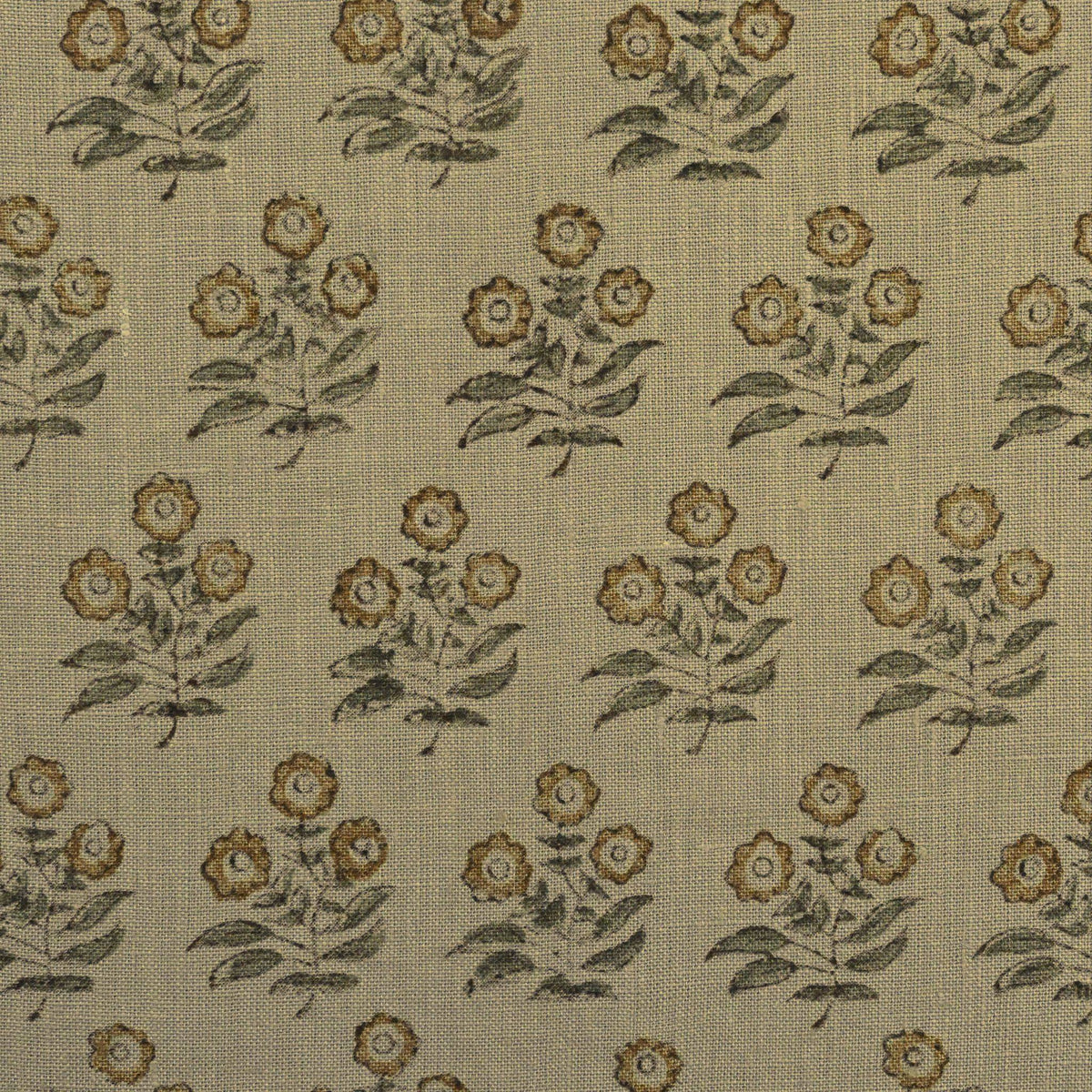 Thyny Flora Hand Block Print Linen Fabric