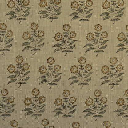 Thyny Flora Hand Block Print Linen Fabric