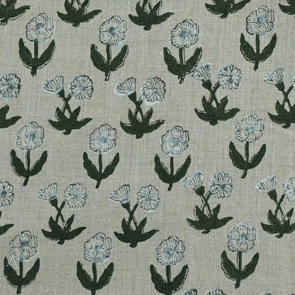 Wrylor Floral Block Print Linen Fabric