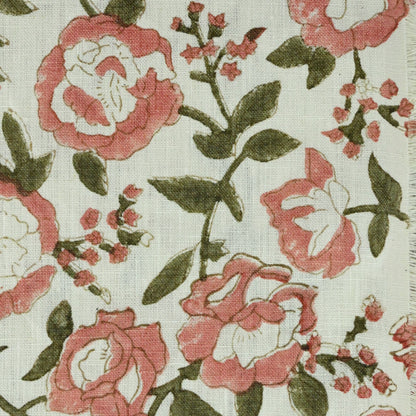 Anig Floral Linen Block Print Fabric
