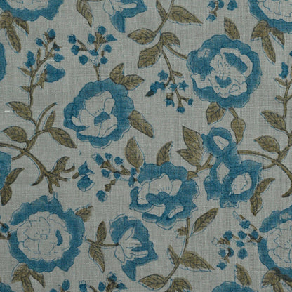 Anig Floral Linen Block Print Fabric