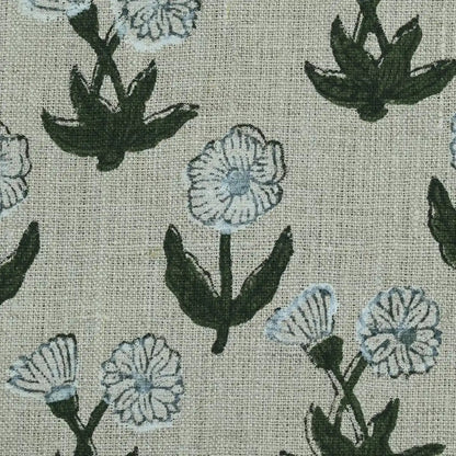 Wrylor Floral Block Print Linen Fabric