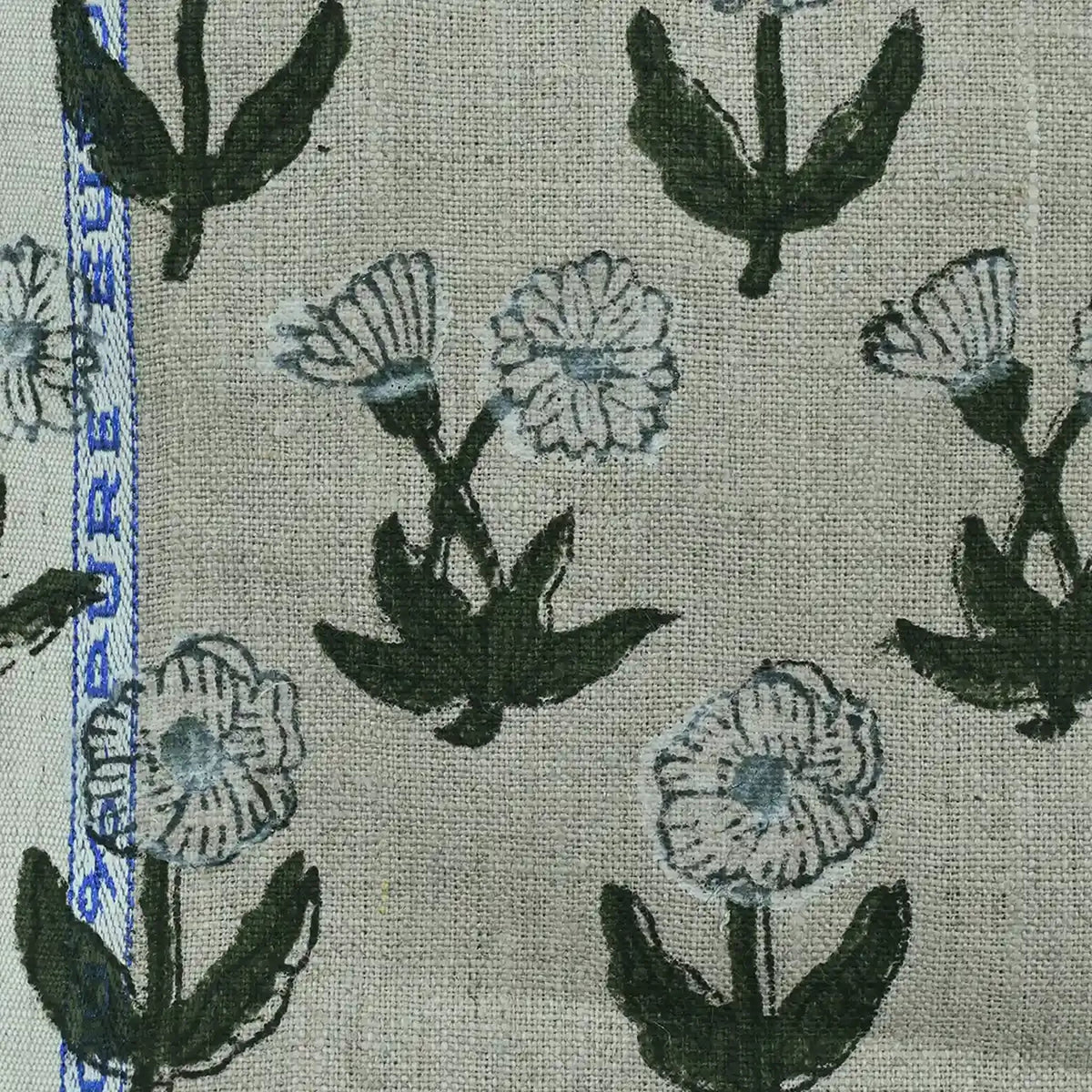 Wrylor Floral Block Print Linen Fabric