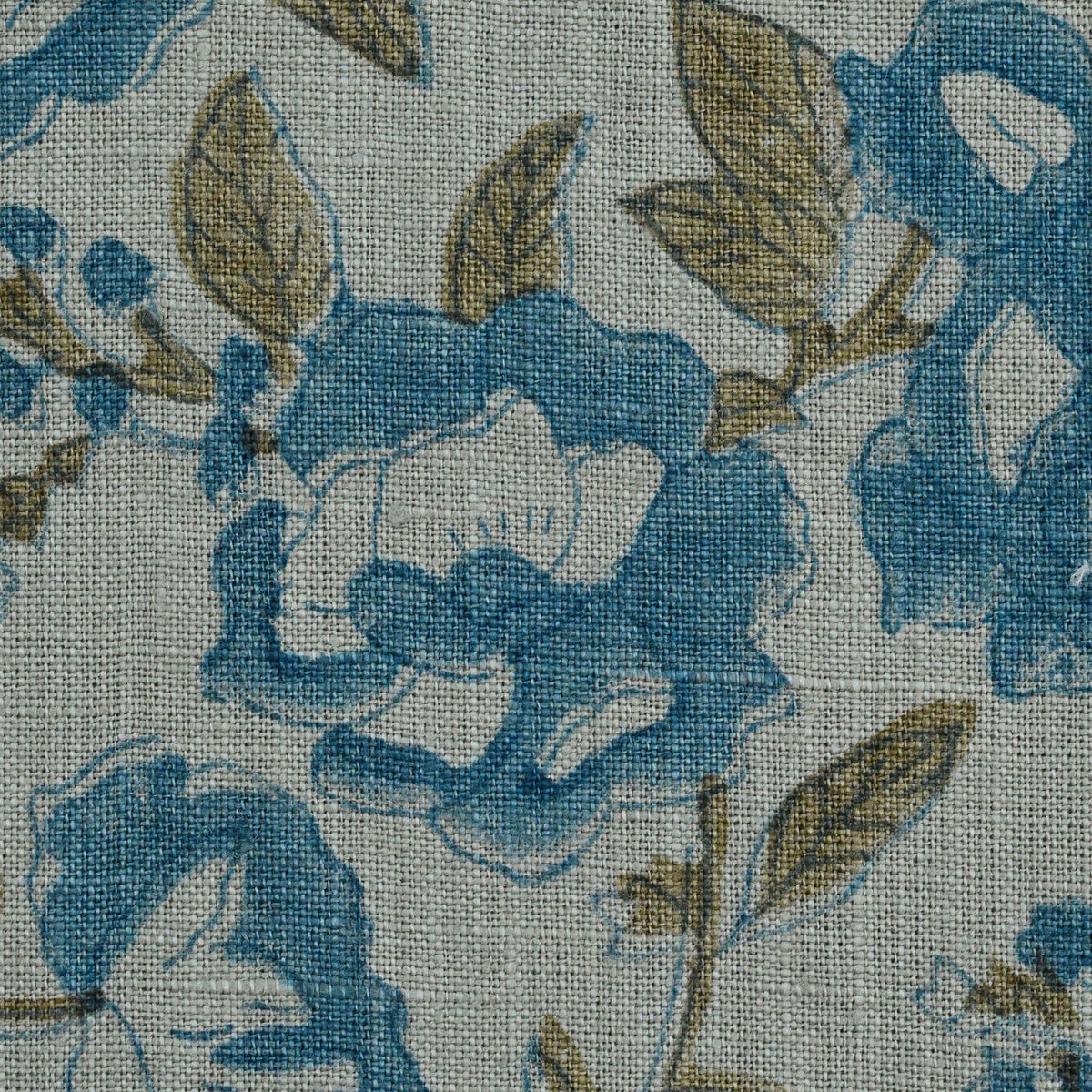Anig Floral Linen Block Print Fabric