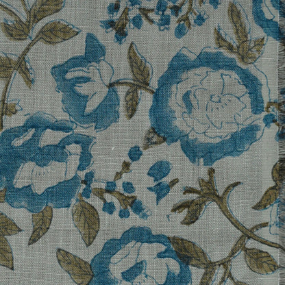 Anig Floral Linen Block Print Fabric