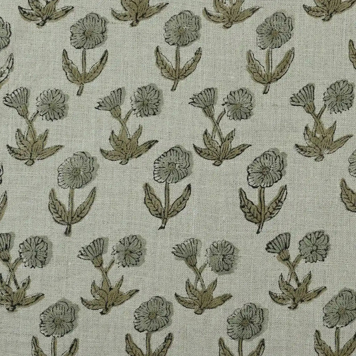 Wrylor Floral Block Print Linen Fabric