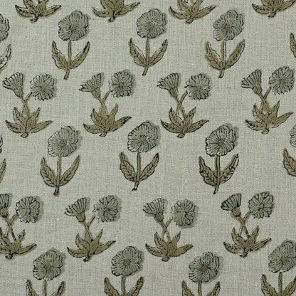 Wrylor Floral Block Print Linen Fabric