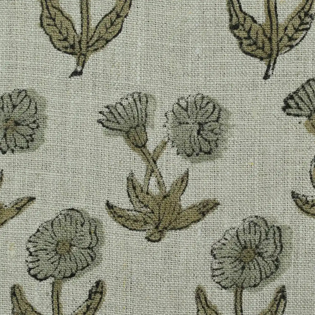 Wrylor Floral Block Print Linen Fabric