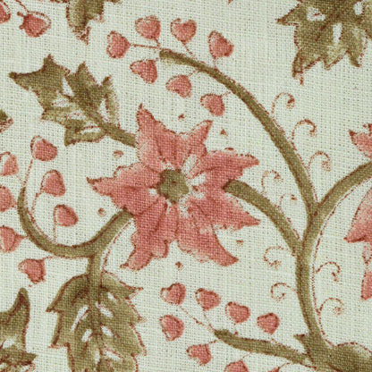Ecyoj Floral Linen Block Print Fabric