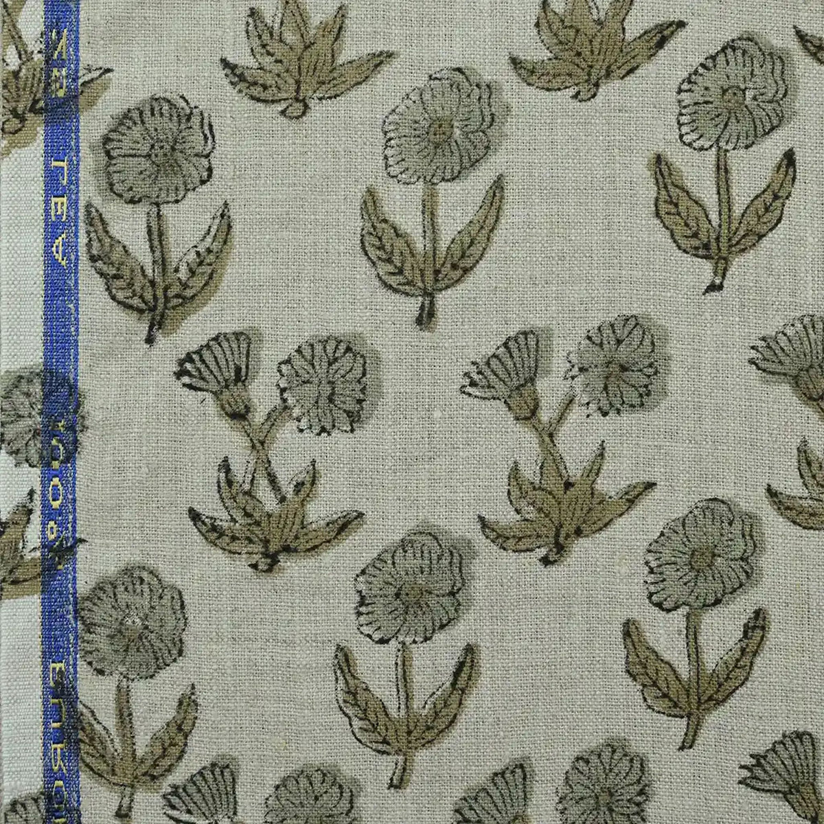 Wrylor Floral Block Print Linen Fabric