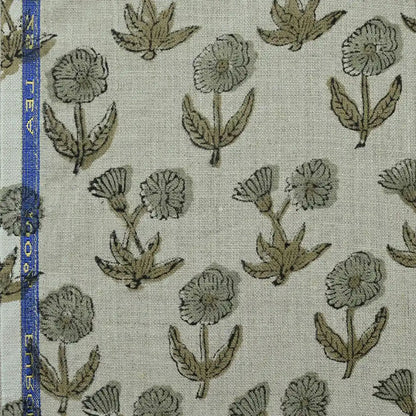 Wrylor Floral Block Print Linen Fabric