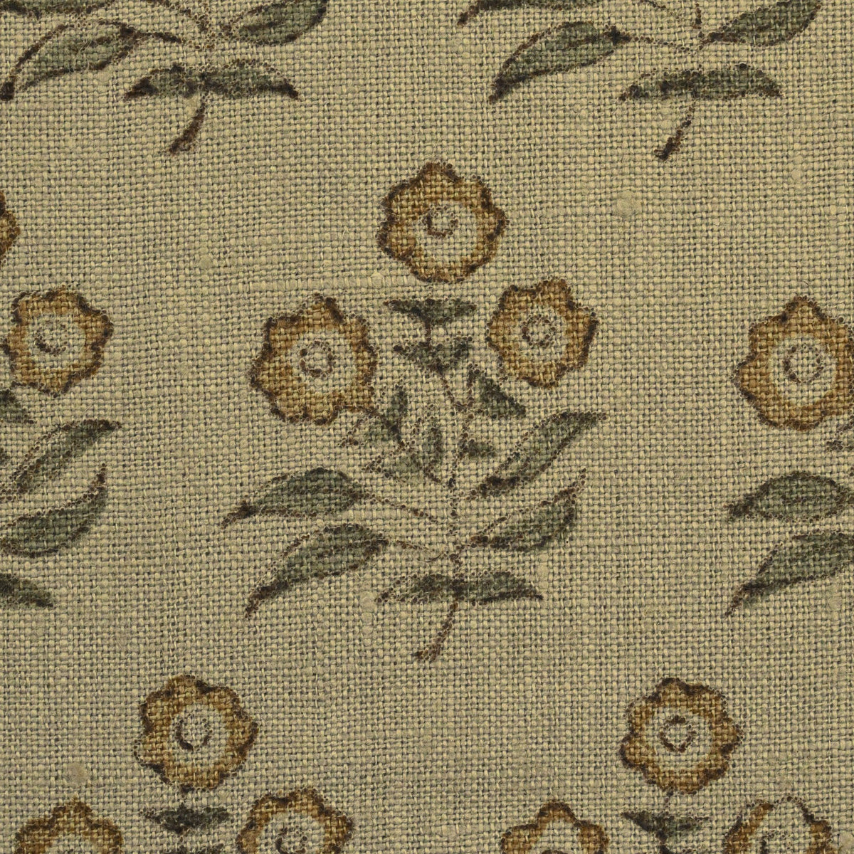Thyny Flora Hand Block Print Linen Fabric