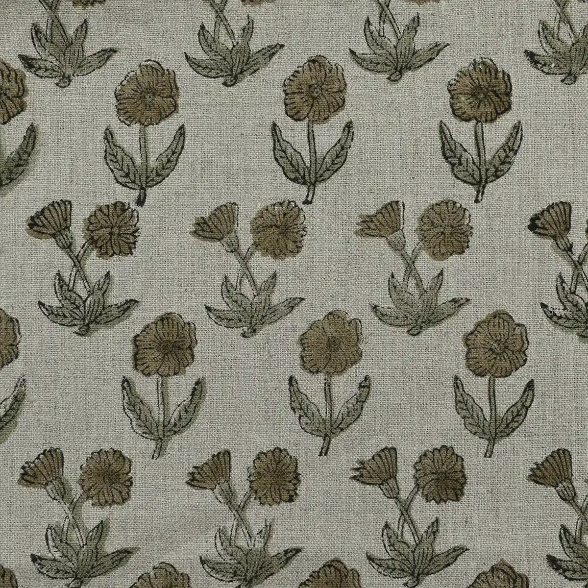 Wrylor Floral Block Print Linen Fabric