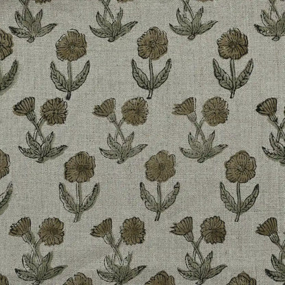 Wrylor Floral Block Print Linen Fabric