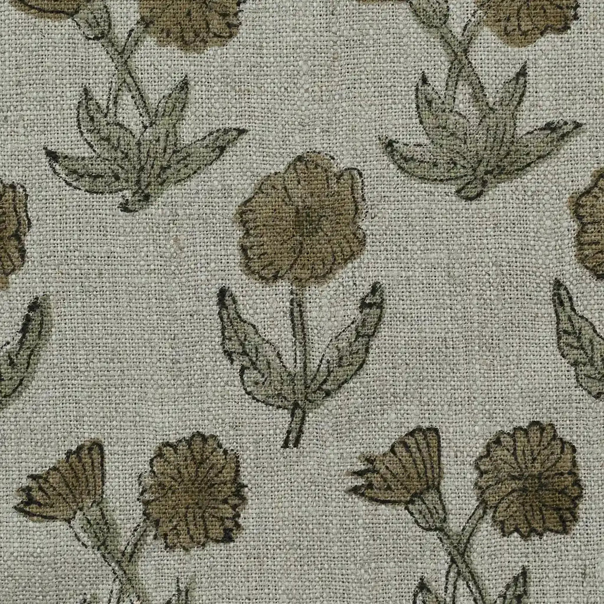 Wrylor Floral Block Print Linen Fabric