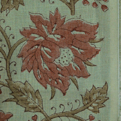 Ecyoj Floral Linen Block Print Fabric