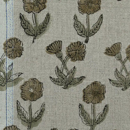 Wrylor Floral Block Print Linen Fabric