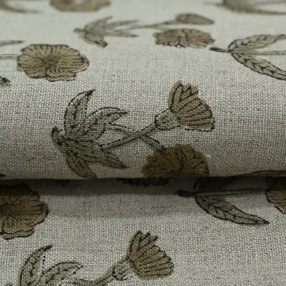 Wrylor Floral Block Print Linen Fabric