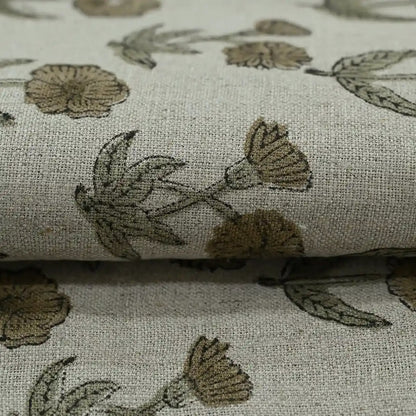 Wrylor Floral Block Print Linen Fabric