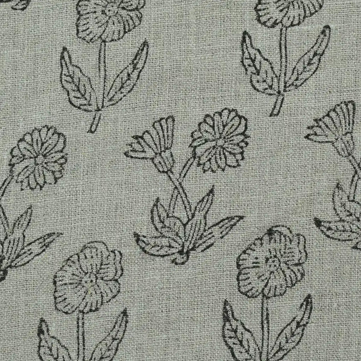 Wrylor Floral Block Print Linen Fabric