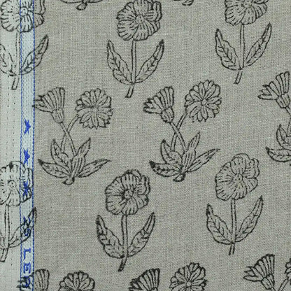 Wrylor Floral Block Print Linen Fabric