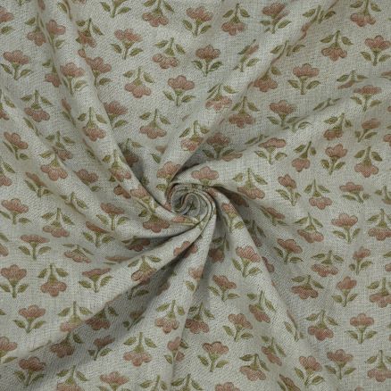 Artisan Block Print Linen Fabric - 9