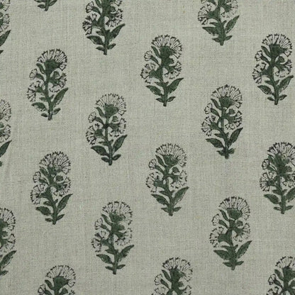 Pearl Botanical Block Print  Linen Fabric