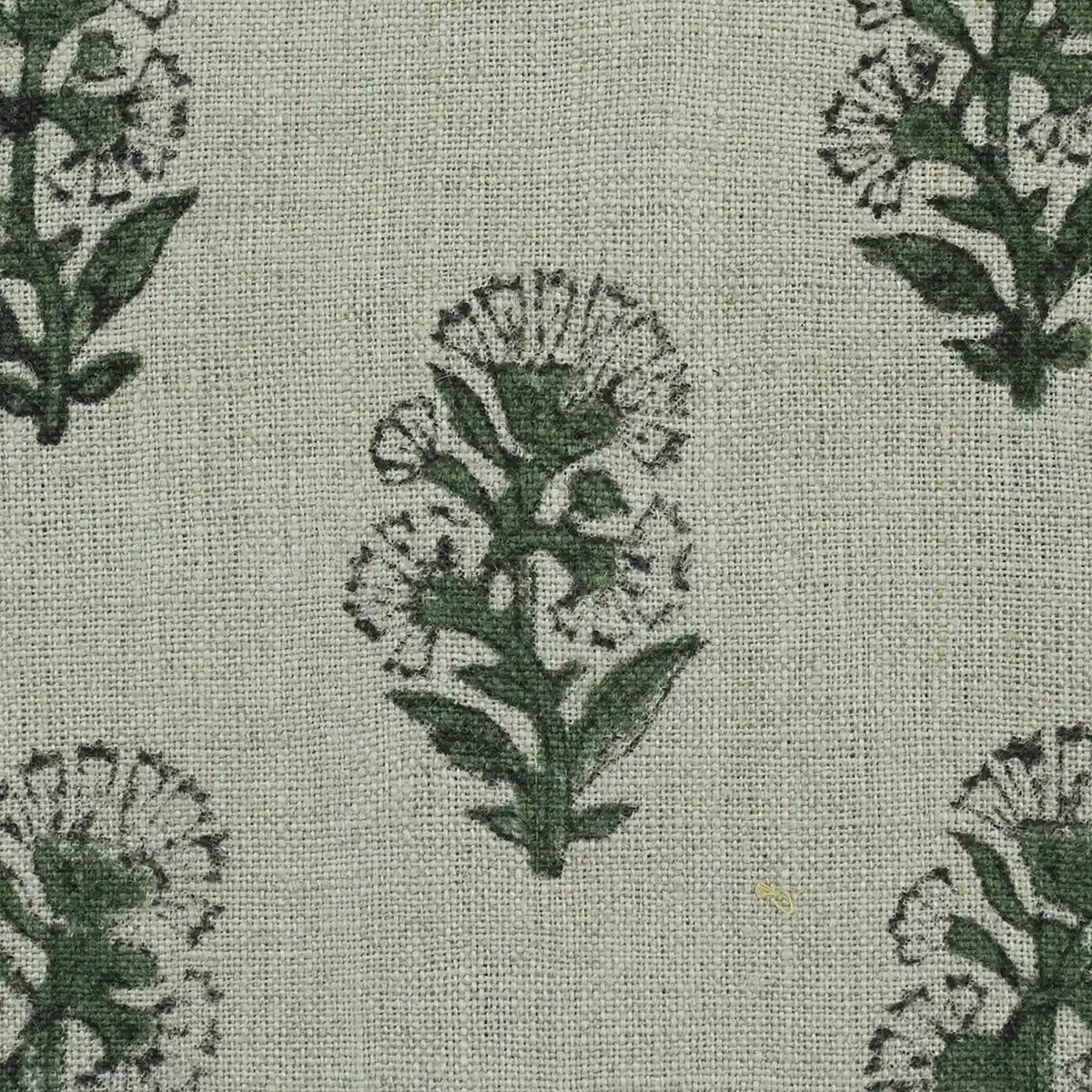 Pearl Botanical Block Print  Linen Fabric