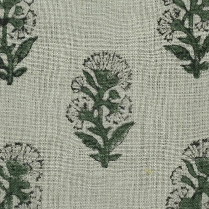 Pearl Botanical Block Print  Linen Fabric