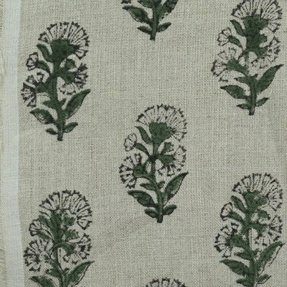 Pearl Botanical Block Print  Linen Fabric