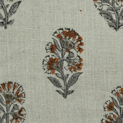 Pearl Botanical Block Print  Linen Fabric