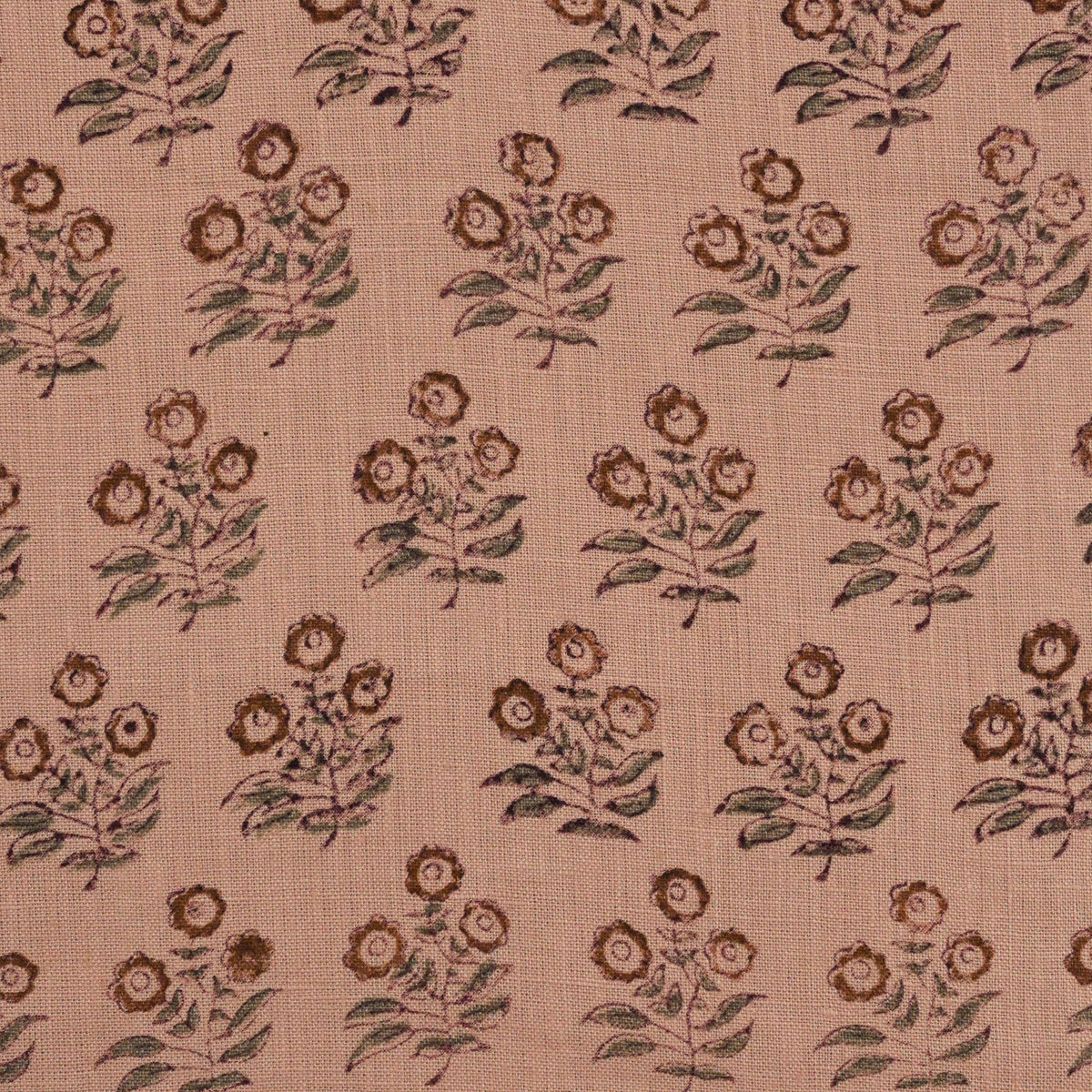 Thyny Flora Hand Block Print Linen Fabric