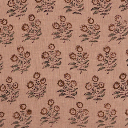 Thyny Flora Hand Block Print Linen Fabric