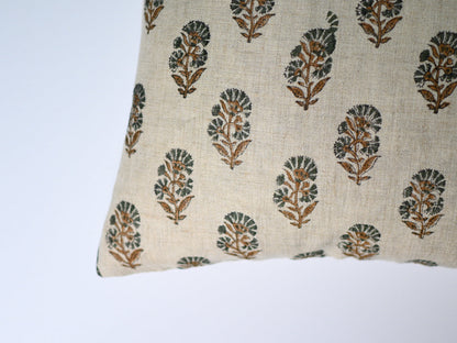 Pearl Floral Block Print Pillow Cover