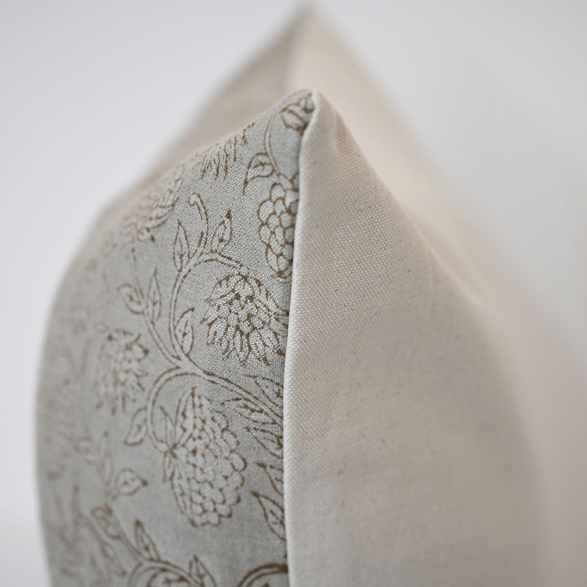 Lucia Charcoal Linen Block Print Pillow Cover